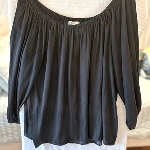 Elegant Black Off-Shoulder Blouse, lightly worn